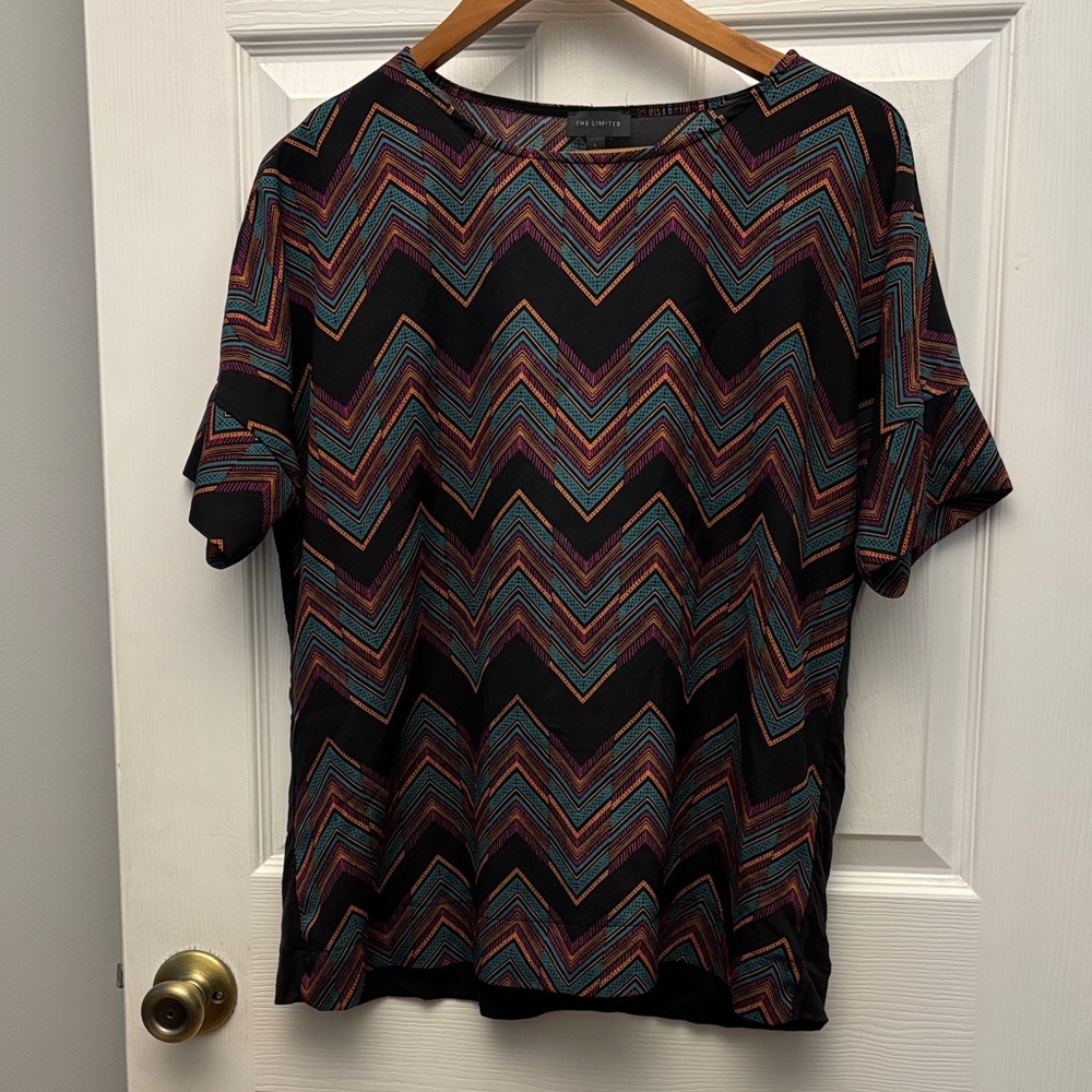 The Limited Multicolor Chevron Short Sleeve Top